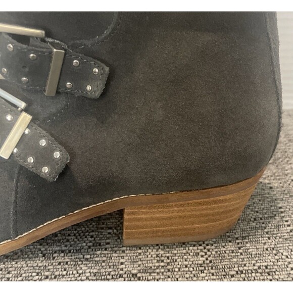 Dolce Vita Booties Women’s 10‎ Grey Ankle Boots Suede Buckle Block Heel Western - Picture 5 of 15